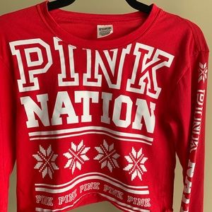 Pink holiday long sleeve shirt